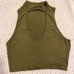 Bear Dance Olive Green Crop Top
